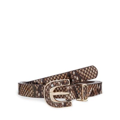 The Collection Brown snakeskin-effect buckled belt